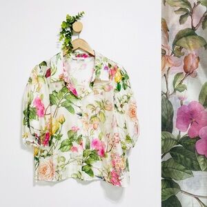 Lucky & Coco Linda Floral Puff Sleeves Blouse
